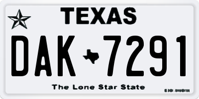TX license plate DAK7291