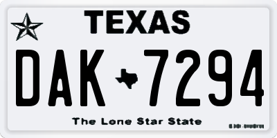 TX license plate DAK7294