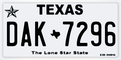 TX license plate DAK7296