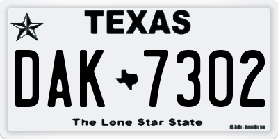 TX license plate DAK7302