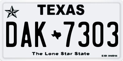 TX license plate DAK7303