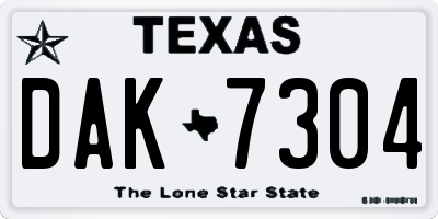 TX license plate DAK7304