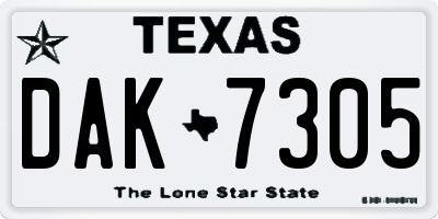 TX license plate DAK7305