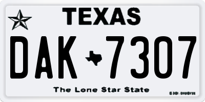 TX license plate DAK7307