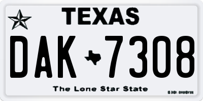 TX license plate DAK7308