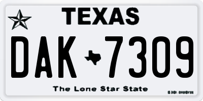 TX license plate DAK7309