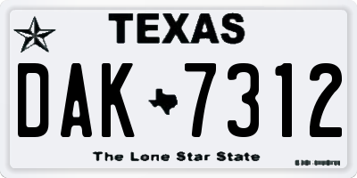 TX license plate DAK7312