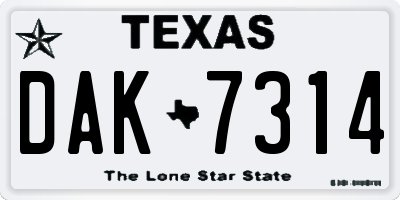 TX license plate DAK7314