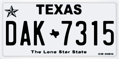 TX license plate DAK7315
