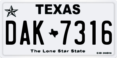 TX license plate DAK7316