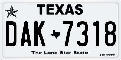 TX license plate DAK7318