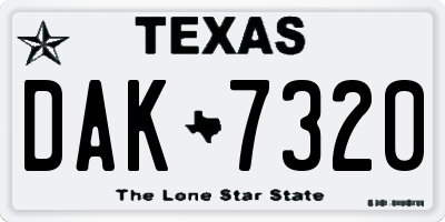 TX license plate DAK7320