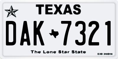 TX license plate DAK7321