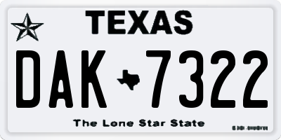 TX license plate DAK7322