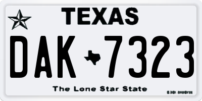 TX license plate DAK7323