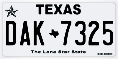 TX license plate DAK7325