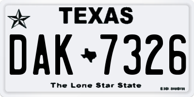TX license plate DAK7326