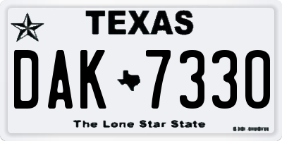 TX license plate DAK7330