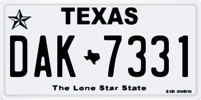 TX license plate DAK7331