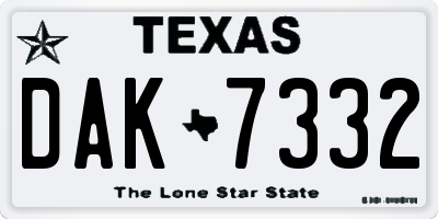 TX license plate DAK7332