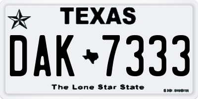 TX license plate DAK7333