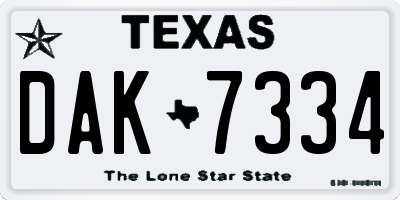 TX license plate DAK7334