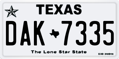 TX license plate DAK7335