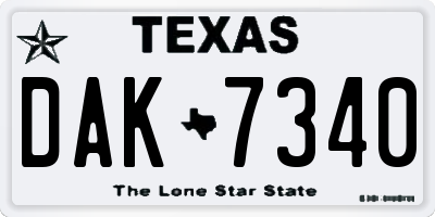 TX license plate DAK7340
