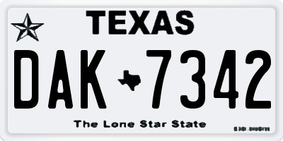 TX license plate DAK7342