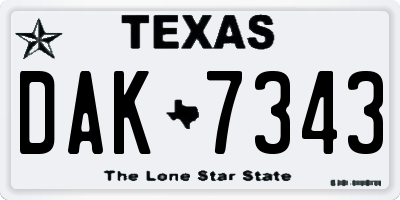 TX license plate DAK7343