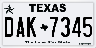 TX license plate DAK7345