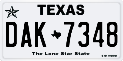 TX license plate DAK7348