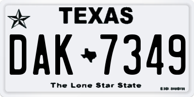 TX license plate DAK7349