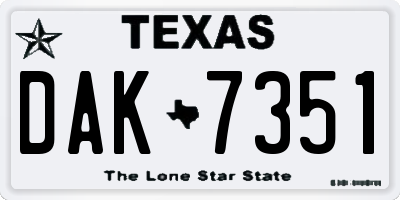 TX license plate DAK7351