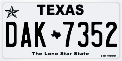 TX license plate DAK7352