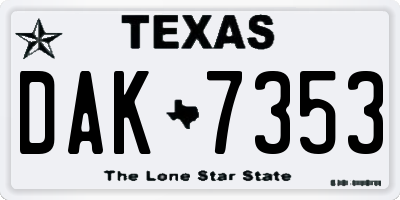 TX license plate DAK7353