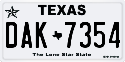 TX license plate DAK7354