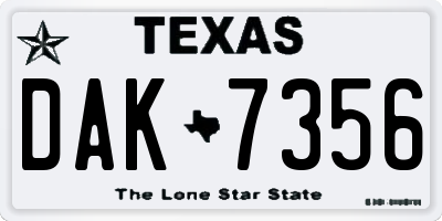 TX license plate DAK7356