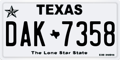 TX license plate DAK7358