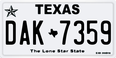 TX license plate DAK7359