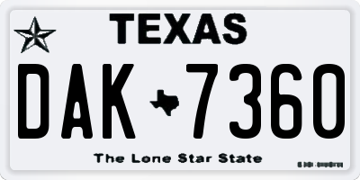 TX license plate DAK7360