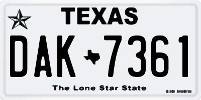 TX license plate DAK7361