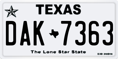 TX license plate DAK7363