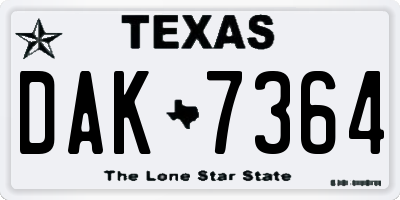 TX license plate DAK7364