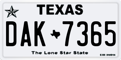 TX license plate DAK7365