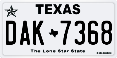 TX license plate DAK7368