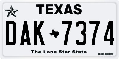 TX license plate DAK7374