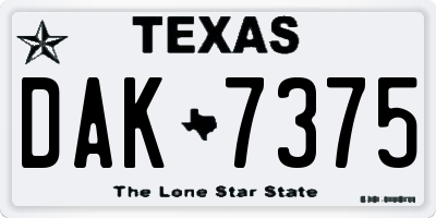TX license plate DAK7375