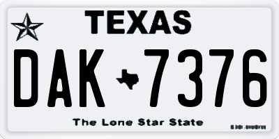 TX license plate DAK7376