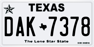 TX license plate DAK7378